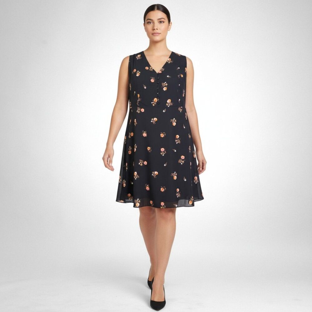 MARYBELLE Bronwyn Floral Print Sleeveless V-Neck Midi Dress, NWT! Size 2X